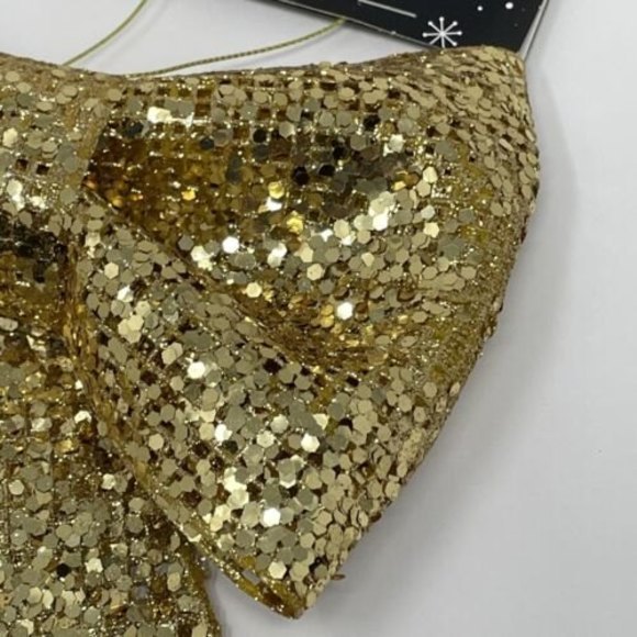 7.5” Gold Christmas Bow Decoration Or Packing The Gift Box Glitter Bow New‎ - Picture 8 of 11